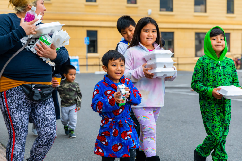 The Los Angeles Dream Center offers meals to families from the Los Angeles County School District as schools have closed