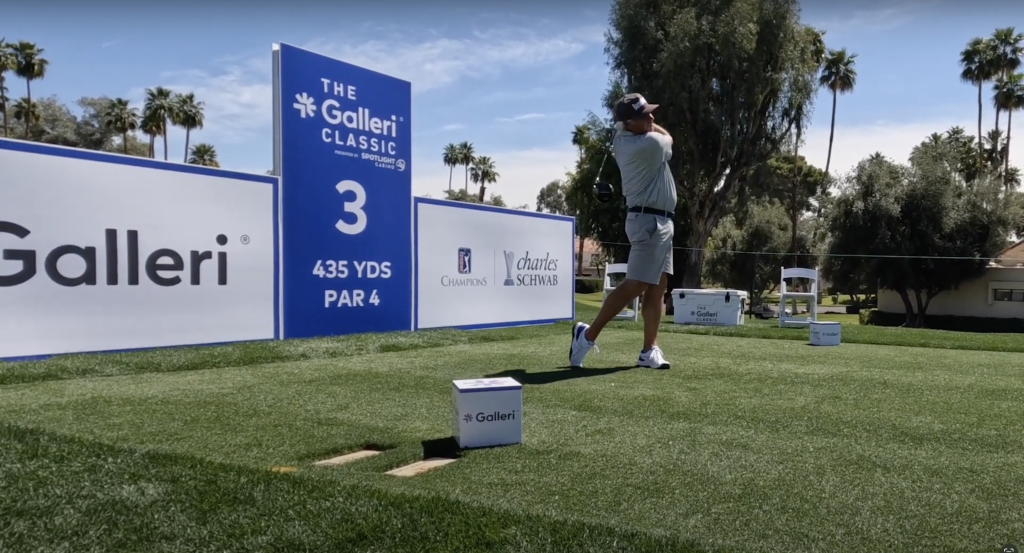Fred Couples practices his swing.

